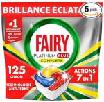 Tablettes Lave-vaisselle Fairy Platinum Plus Tout-en-1 - 125 Tablettes à 19,14€