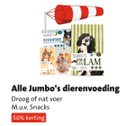 50% korting op alle Jumbo's dierenvoeding