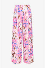 Fuchsia/blauw/bruin wijde broek met blurred print voor €12 bij Bel&Bo