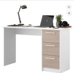 Bureau droit ESSENTIEL - 3 tiroirs - Décor chêne et blanc à 79,99€