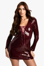 Boohoo Vestido Tubo Lentejuelas Rojo por 2,99€