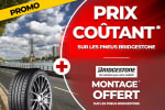 Prix coûtant et montage offert sur les pneus Bridgestone chez Roady