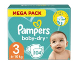 104 Couches PAMPERS Baby-Dry Taille 3 à 79,45€