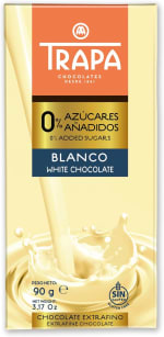 TRAPA 0% AZÚCARES AÑADIDOS tableta de chocolate blanco 90 g por 1,49€ en Amazon