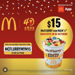 Cupón McDonald's: McFlurry M&M's por $15 en App