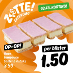 4 tompouces voor €1,50 bij poiesz-supermarkten.