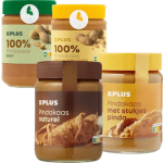 PLUS 100% pindakaas (350 g) voor €1 bij PLUS