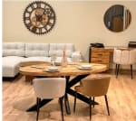 Table à manger ovale en bois massif avec pied noir - FLAVIA à 399,99€