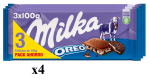 4 Packs de 3 Tabletas de MILKA Chocolate con leche y trozos de Oreo 100 g. por 11.6€