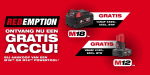 Gratis Milwaukee accu bij aankoop van geselecteerde Milwaukee machines