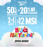 2X1 y 50% de descuento + 20% extra | Hot Fashion 2025 y Reebok