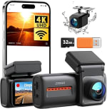 4K Dashcam Frontal y Trasera, WiFi 6 Dash CAM Coche con Tarjeta 32G por 42.49€
