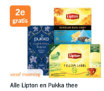 1+1 gratis op Alle Lipton en Pukka thee bij de AH