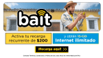 Recarga recurrente con Internet ilimitado por $200 en Bait