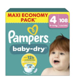 Couches Pampers bébés Baby-Dry 9-14kg de taille 4 à 34,90€