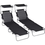 Tumbonas T-Lovendo con parasol plegables pack 2 unidades por 44,89€