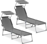 SONGMICS Juego de 2 Tumbonas Plegables, 189 x 53 x 28,5 cm con parasol por 59,99€