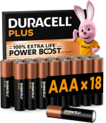 DURACELL AAA Plus Piles Alcalines (Lot de 18) 1.5V, LR03 pour 9,03€ chez Amazon