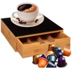 Cajón para cápsulas de café bambú y cristal 30x30x10cm por 15,49€