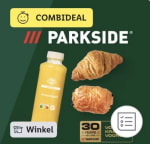 30% korting op een broodje van de warme bakker + verse sap bij de Lidl