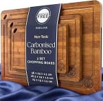 Deer & Oak 3-Piece Carbonised Bamboo Chopping Board Set – Pre-Oiled - With Voucher -