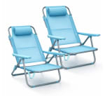 Pack de 2 Sillas de Playa Reclinables Plegables con Reposacabezas por 37.99€