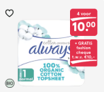 Alle Always, 4 voor €10 + gratis e-voucher bij twv €10 bij Etos