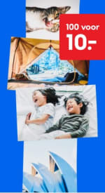 100 foto's afdrukken (formaat 10x 15) voor €10 met de Meerdagenservice van HEMA