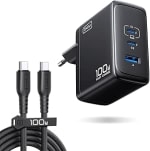 INIU Cargador USB C GaN 100W, 3-Puertos Cargador Rápido con Cable USB C por 26.99€