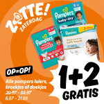 Alle Pampers luiers, broekjes en doekjes 1+2 gratis bij Poiesz