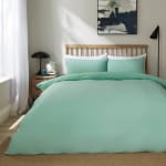 Super Soft Plain Single Duvet Cover & Pillowcase Set Natural or Green (free C&C only