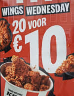 20 hotwings voor €10 bij KFC
