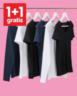 1+1 gratis op dames basic t-shirts bij HEMA