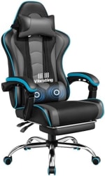 Silla Gaming con Masajeador Silla Oficina con Reposapiés Gris por 83.32€
