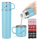 Bouteille isotherme 550ml, gourde avec mug, acier inox - Bleu GOURDE à 34,64€