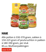 HAK alle potten, zakken en pakken voor €0,99 bij Jumbo
