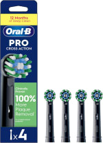 4 x Oral-B Pro Cross Action Electric Toothbrush Heads, Black
