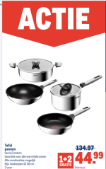 1+2 gratis op de Tefal pannen Serie Emotion bij de Makro