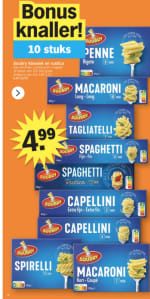 Alle Soubry pasta 10 stuks voor €4,99 bij de AH in Belgie