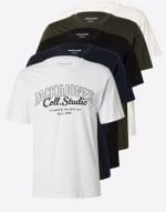5-Pack JACK & JONES Shirt 'JJMAKOTO' in Beige, Navy, Kaki, Zwart, Wit voor €19,71