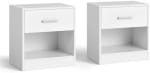 VASAGLE Bedside Tables, Set of 2, Side Table with Drawer, Handle (White)