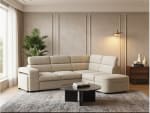 Canapé d'angle réversible convertible LUNA 4 places Tissu Beige à 899€ chez Conforama