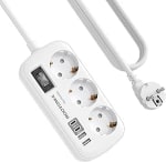 Regletas Enchufes con USB, Protección Sobretensión, 3 Tomas Interruptor por 13.99€