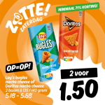 2 dozen bugles of Doritos voor €1,50 bij poiesz