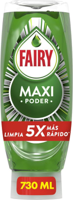 2 botes Fairy Maxi Poder Líquido Lavavajillas 730ml por 6.29€ en Amazon