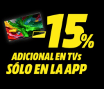 15% EXTRA descuento Televisores grandes marcas Mediamarkt por APP