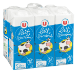 Lait UHT demi‑écrémé U pack 6x1 L pour 4,75€ chez Magasins U