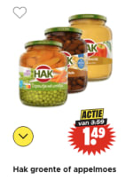Alle Hak groente of appelmoes voor €1,49 bij Dirk