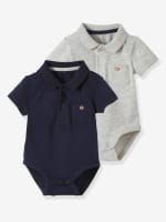 Lot de 2 bodies bébé naissance ouverture polo avec poche à 5,99€