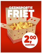 €2 korting op alle gezinsporties friet bij kwalitaria